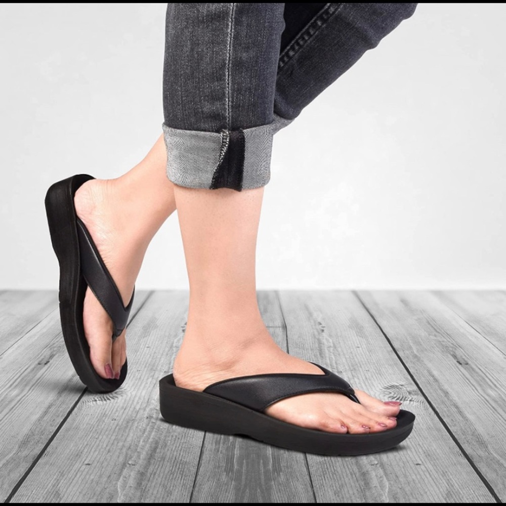 COPY - Aerothotic Black Flip Flop New with Box Size 10